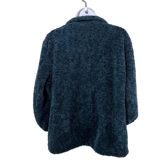 Pendleton Womens Large Navy/Green Plaid Full Zip Fuzzy Teddy Jacket Cozy Zip-Up - Picture 4 of 13